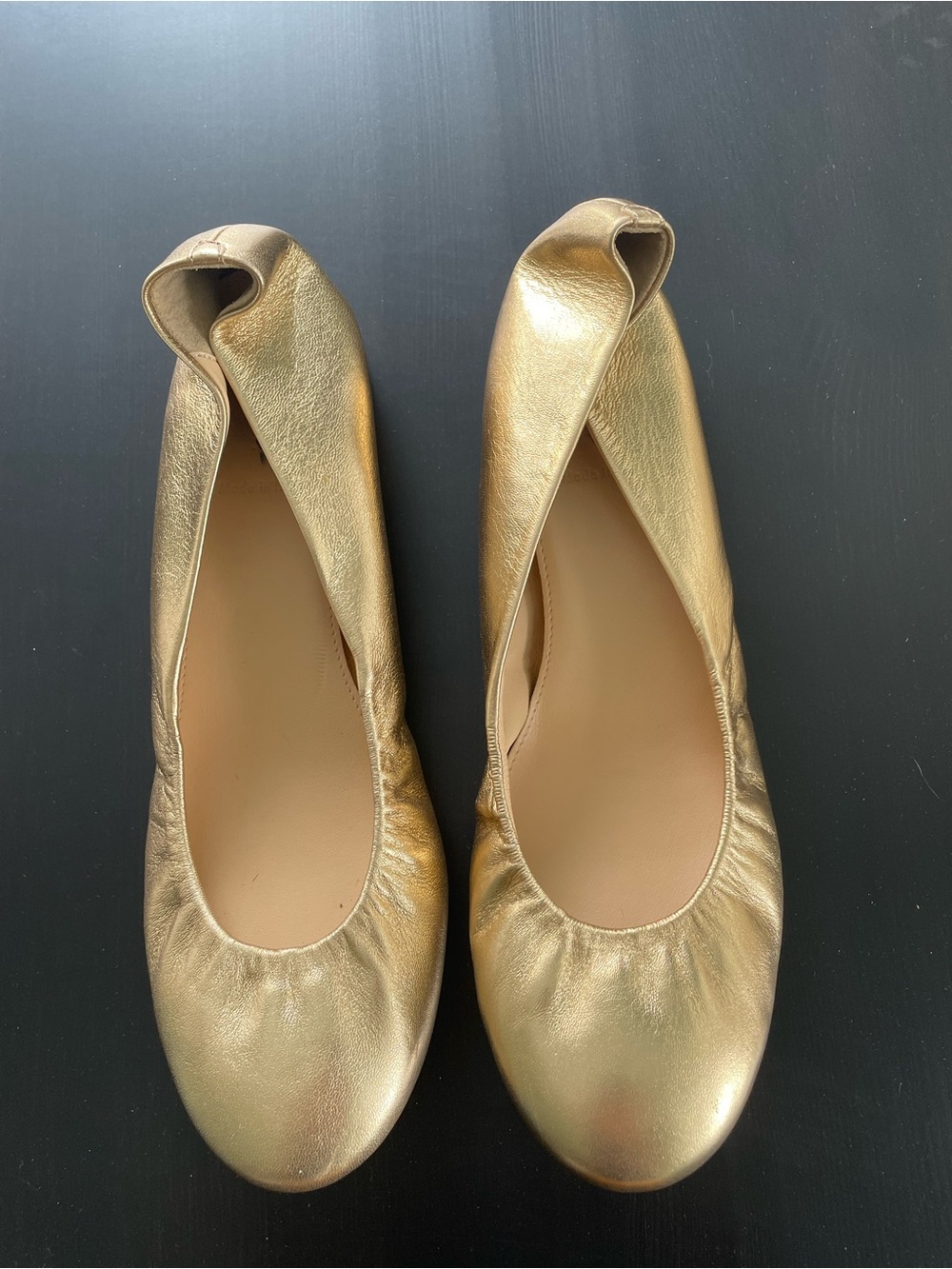 J. Crew Gold Leather Ballet Flats